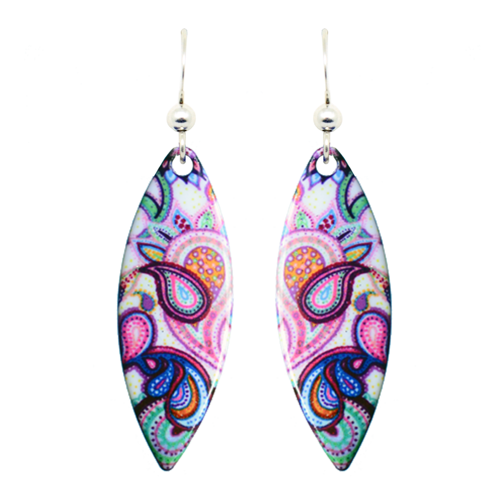 Boho Paisley Earrings, Sterling Silver Earwires, Item# 1717