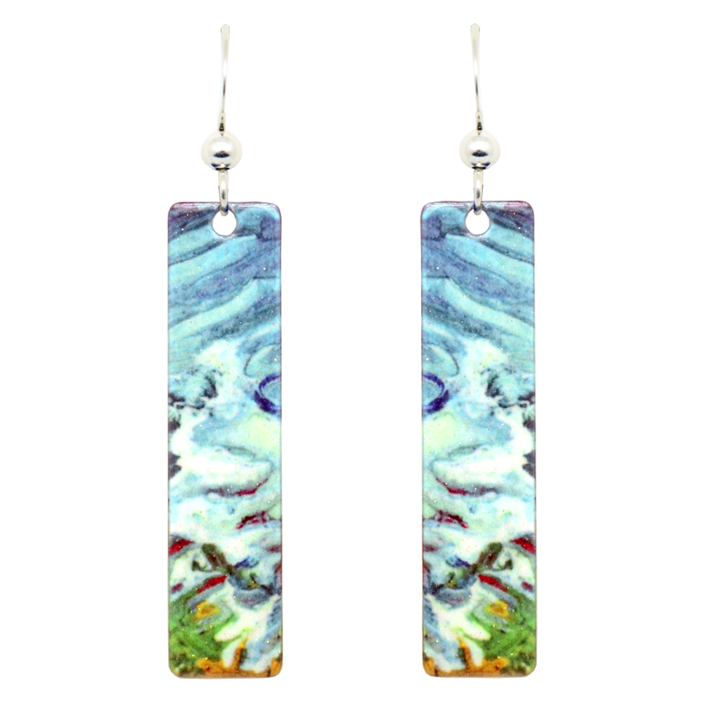 Blue Water Earrings, Sterling Silver Earwires, Item# 1964