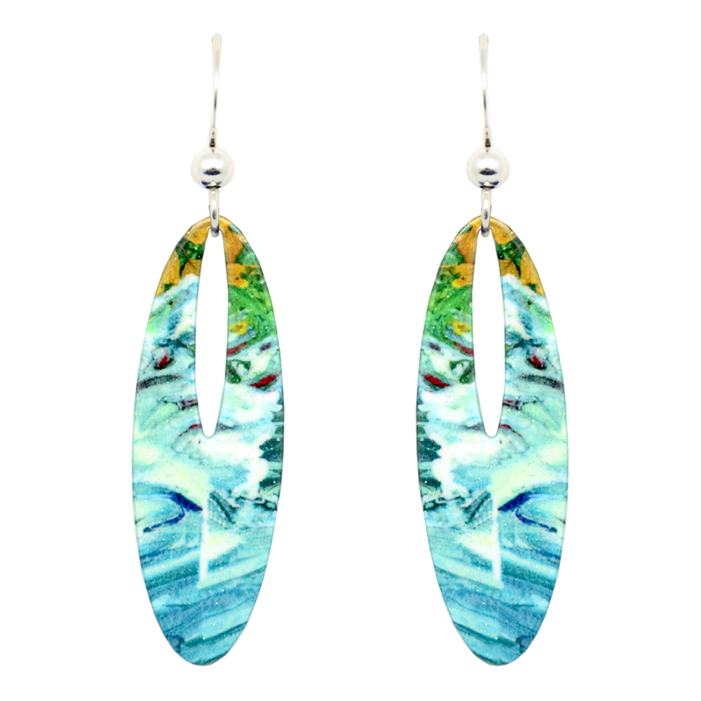 Blue Water Earrings, Sterling Silver Earwires, Item# 1967