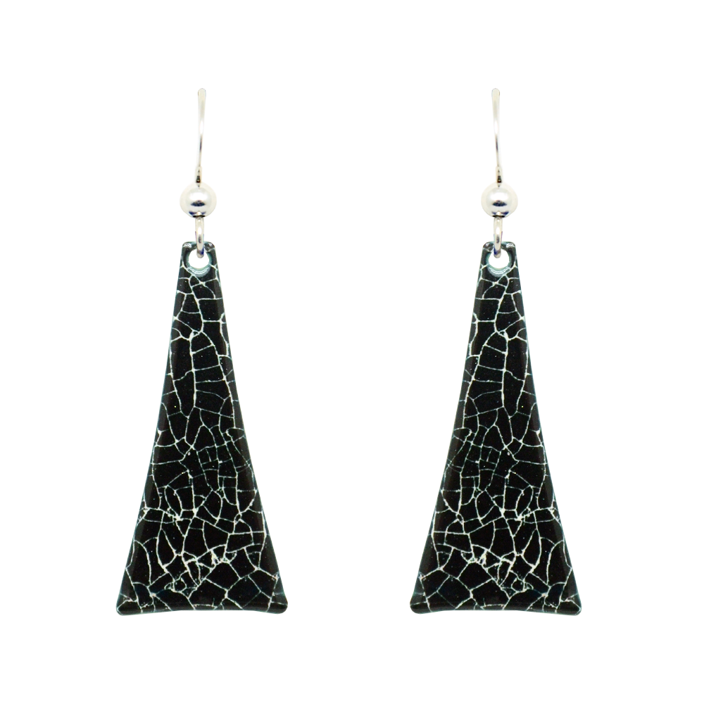 Black Crackle Earrings, Sterling Silver Earwires, Item# 1969