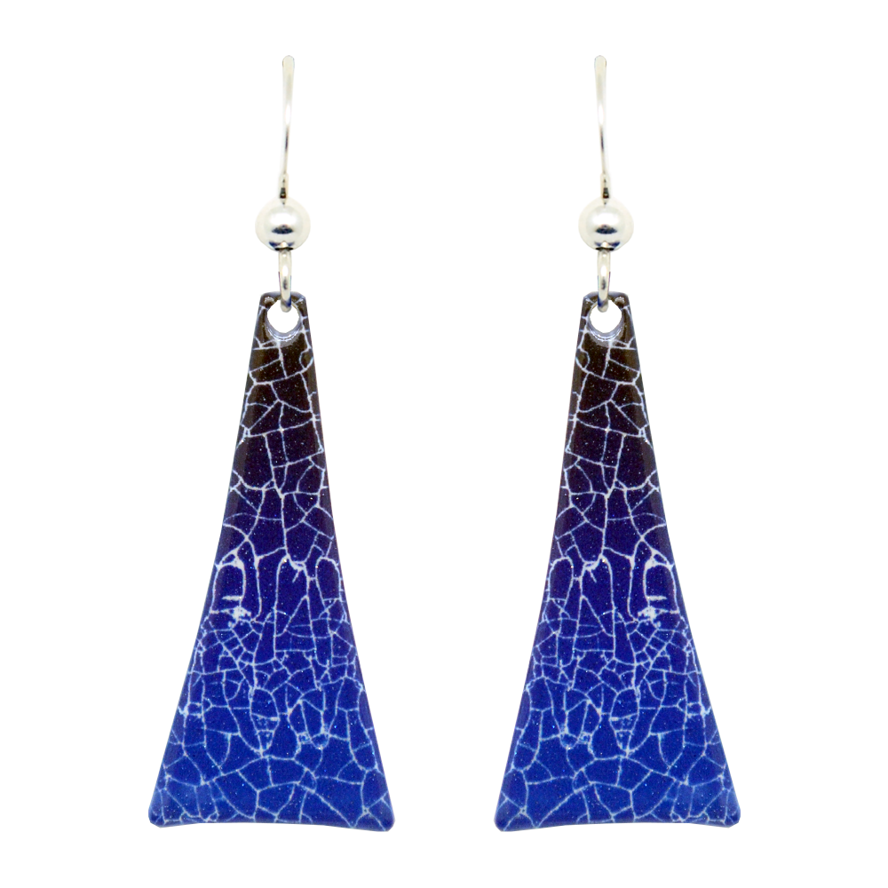 Cobalt Crackle Earrings, sterling silver French hooks, Item# 1970