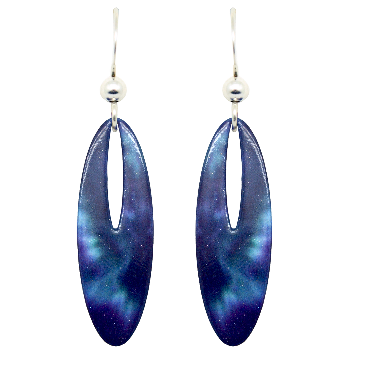 On Angel's Wings Slender Open Oval Earrings