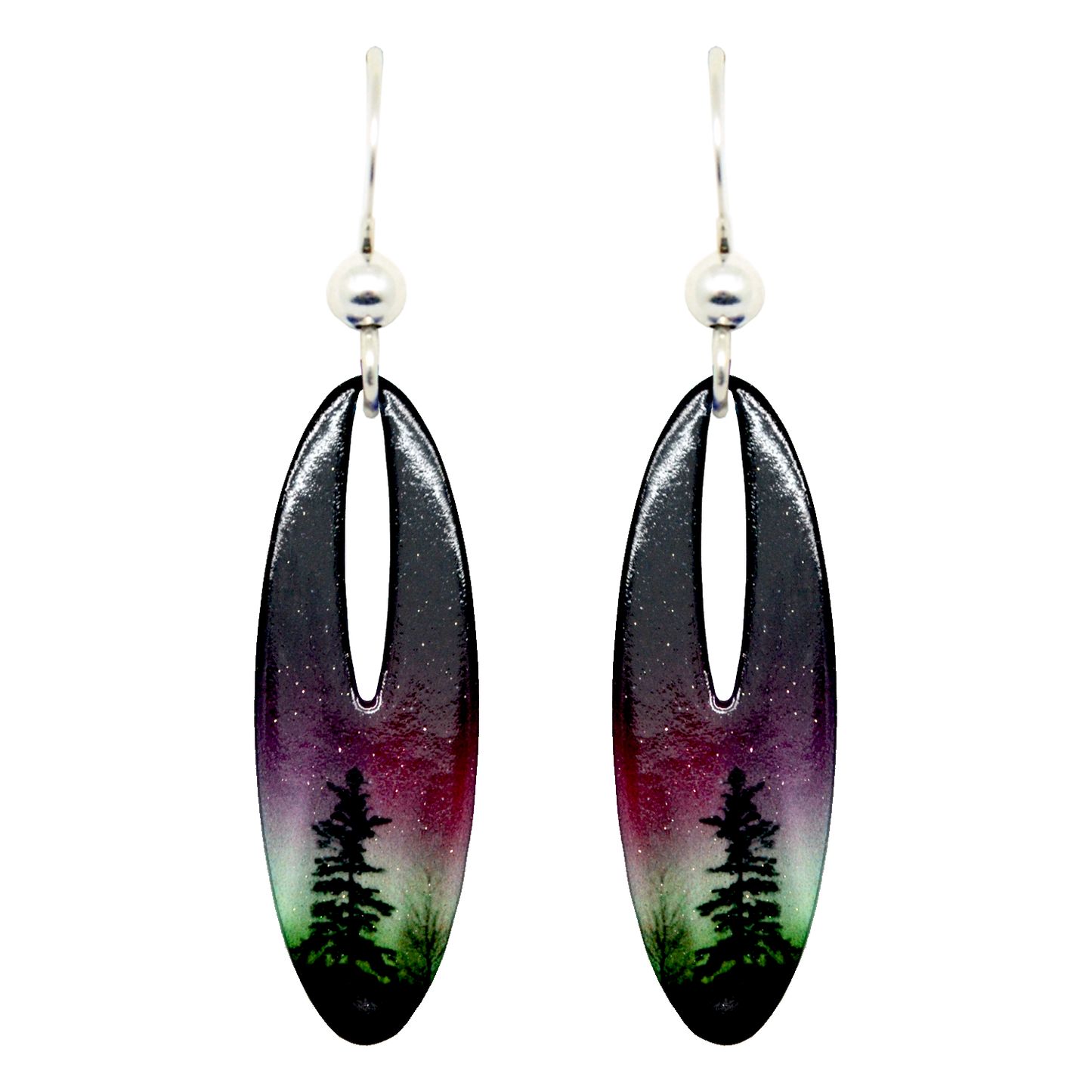 Forest of Lights Slender Open Oval Earrings #2118
