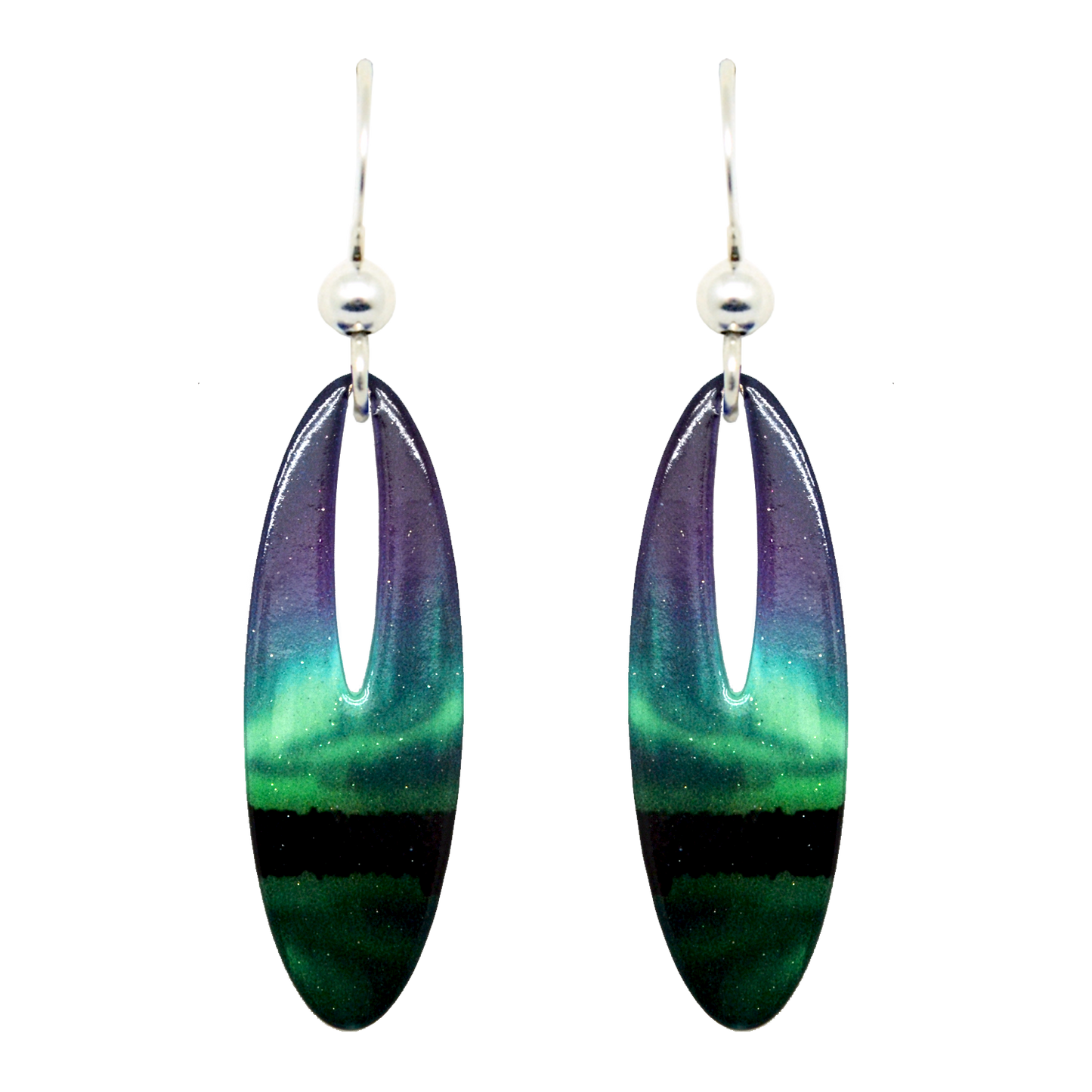 Candelabra Slender Open Oval Earrings, sterling silver French hooks, Item# 2121