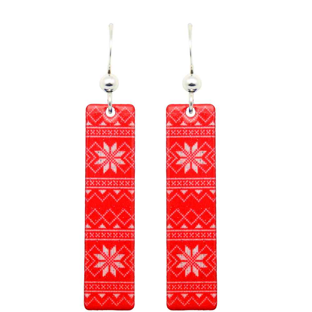 Christmas Sweater Earrings, sterling silver French Hooks, Item# 2250