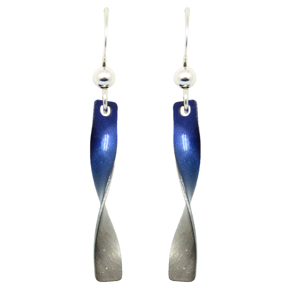 Blue Ombre Twist Earrings, Sterling Silver Earwires, Item# 2260