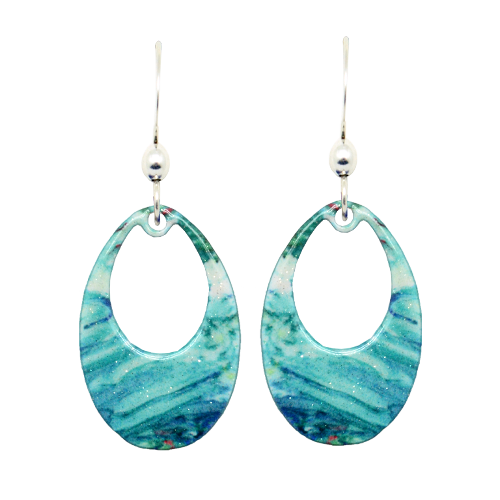 Blue Water Earrings, Sterling Silver Earwires, Item# 2268