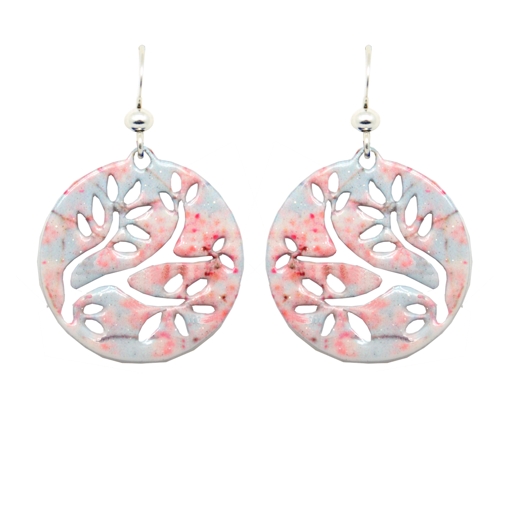 Cherry Blossoms Spring Tree Earrings, sterling silver French Hooks, Item# 2287