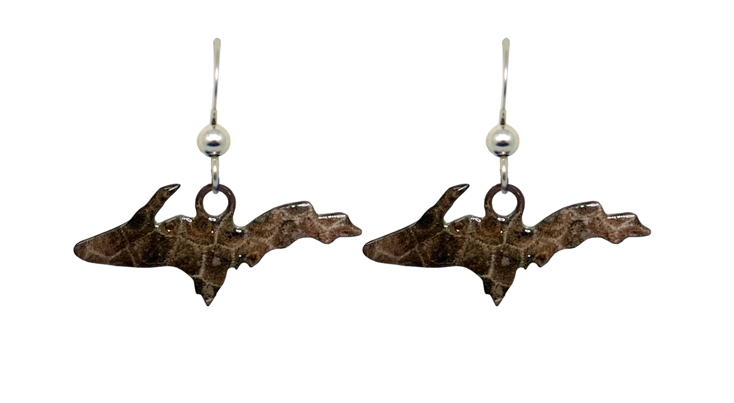 Upper MI, Petoskey Stone Earrings, #2381