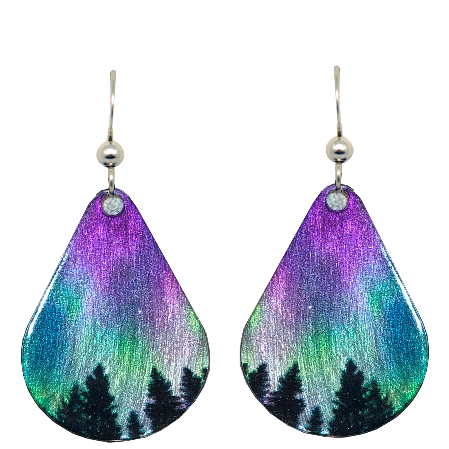 Fire & Ice  Metallic  tear drop  Earrings hangs about 1.5"