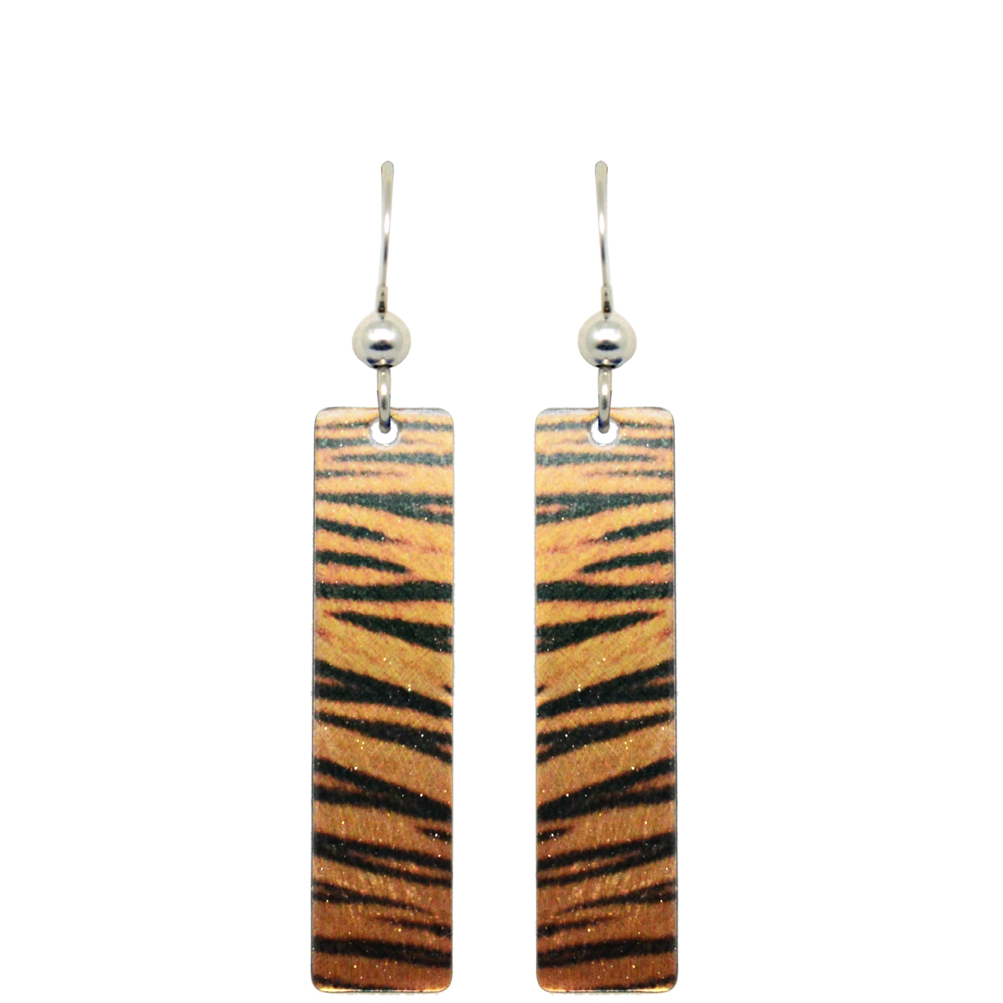 Tiger Stripes 2" Metallic Slender Rectangle Earrings #2414