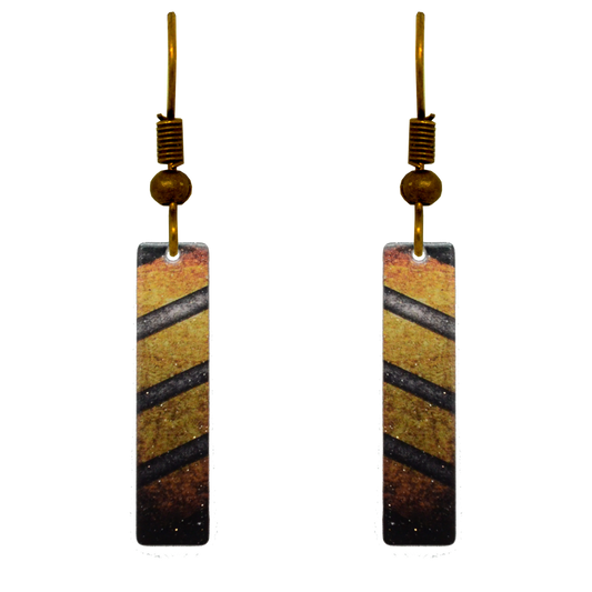 Safety Bar 2" Metallic Slender Rectangle Earrings