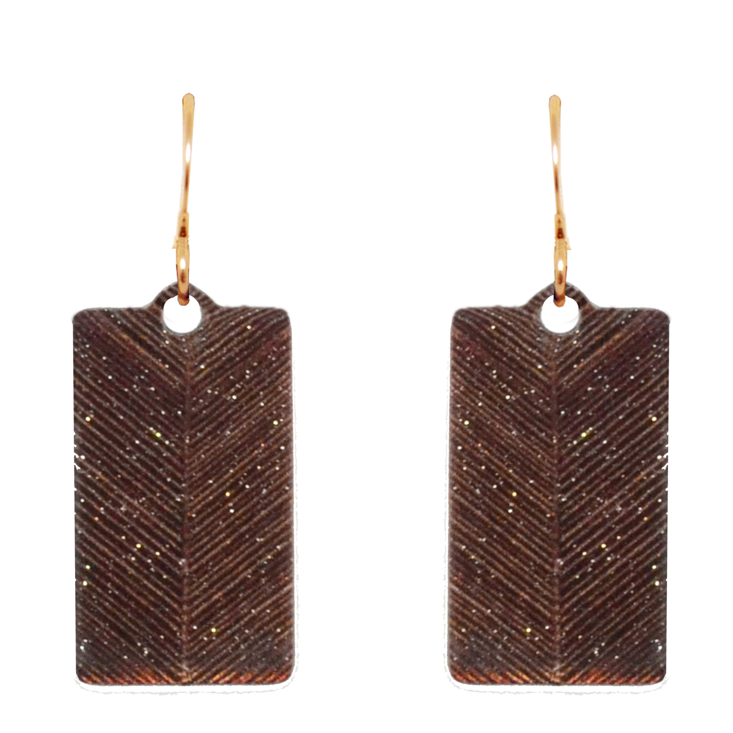 Bronze Blinds Metallic 1.25 inch Rectangular Earrings, Item# 2427