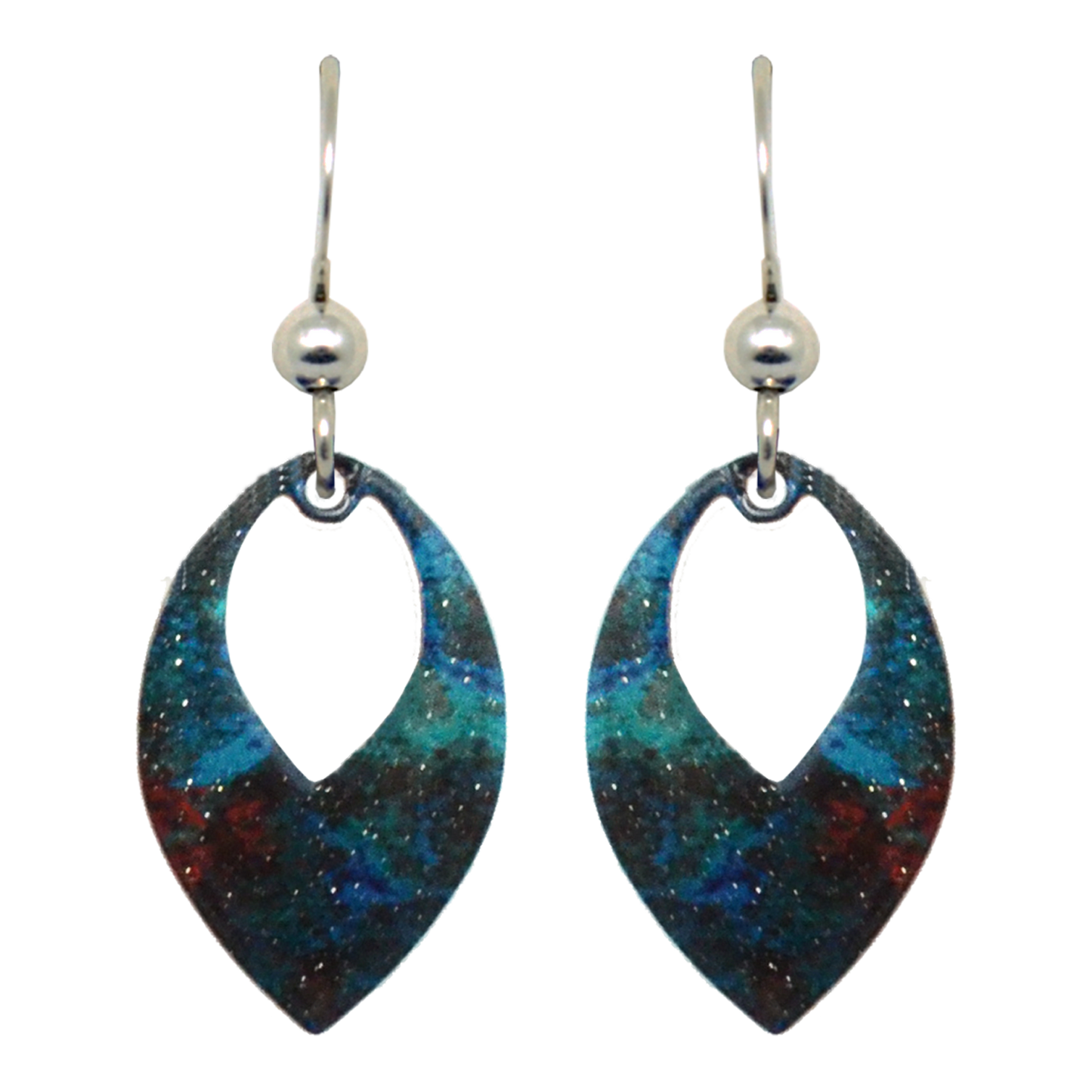 Malachite Metallic 1.5 inch Open Leaf Earrings #2436