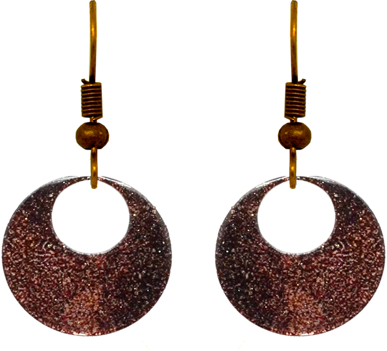 Antique Bronze Metallic Circular Eye Earrings, Item# 2437