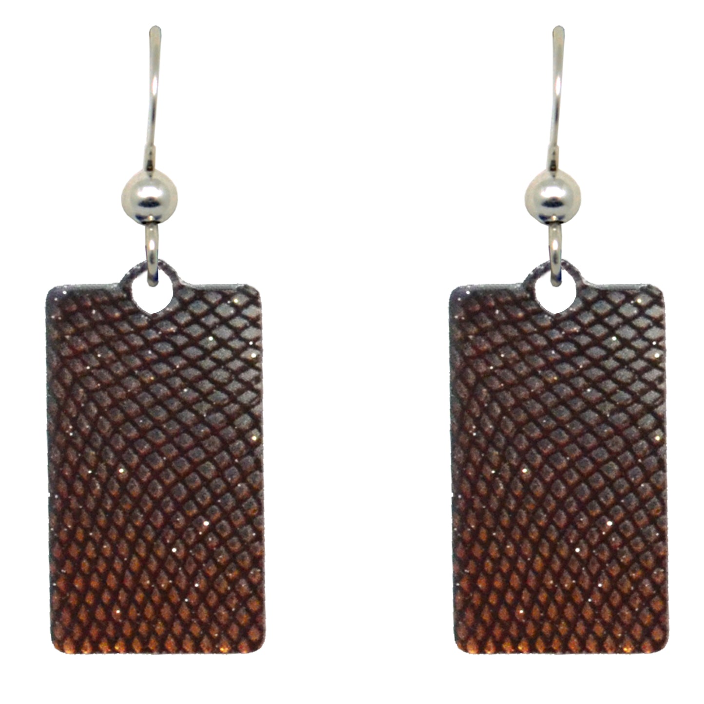 Armour / Snakeskin Metallic 1.25 inch Rectangular Earrings, Sterling Silver Earwires, Item# 2440