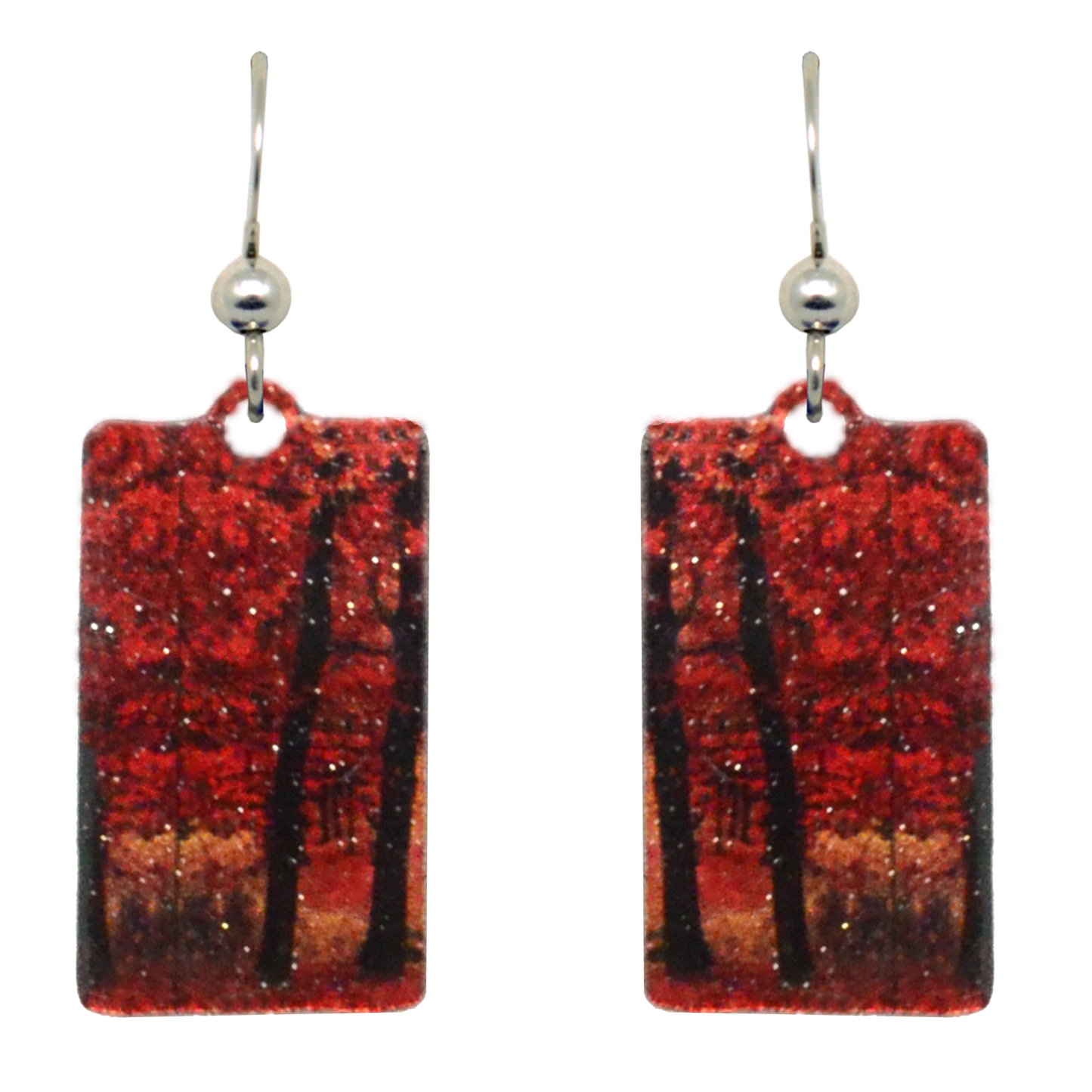 Fall Leaves Metallic 1.25 inch Rectangular Earrings