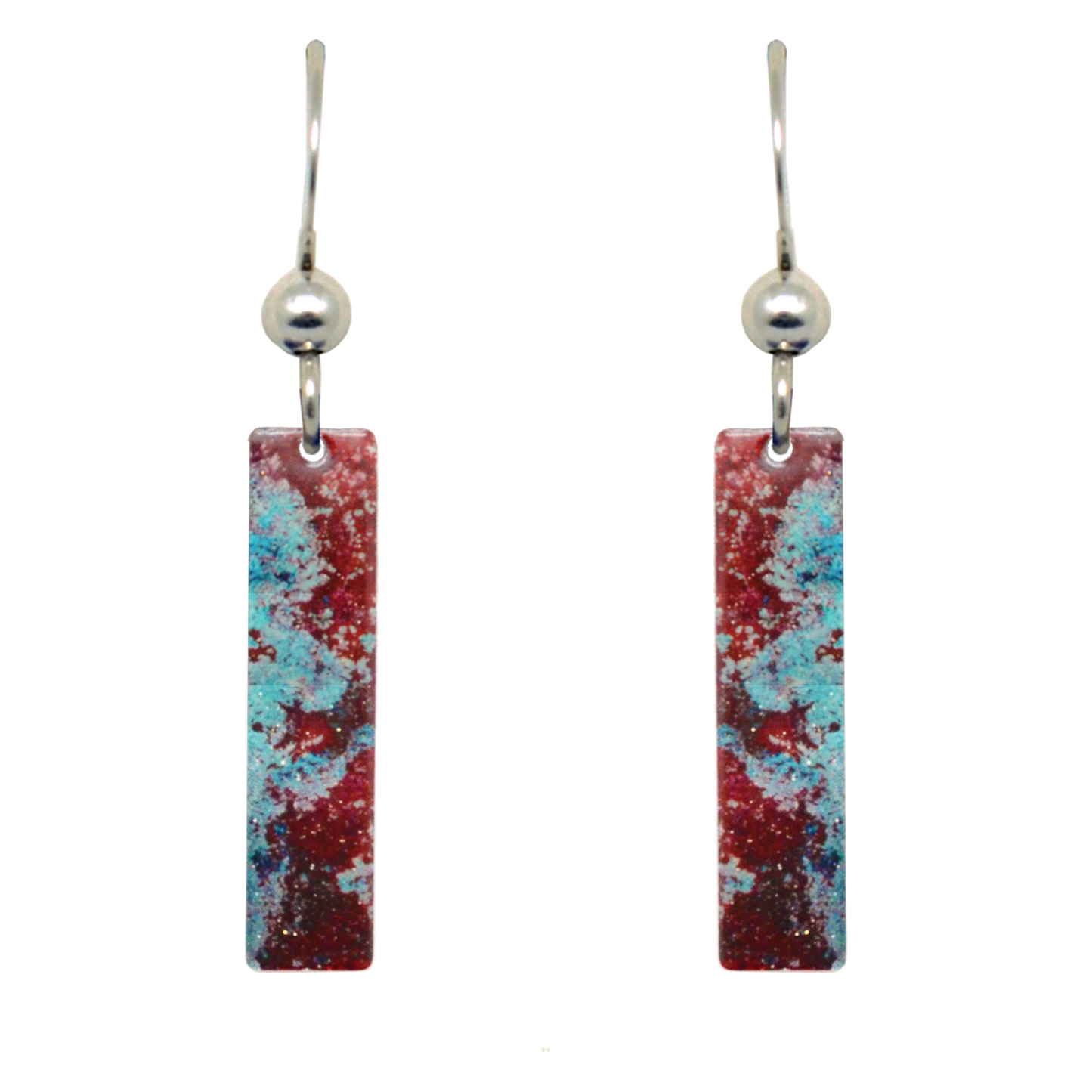 Bronze Patina 2" Metallic Slender Rectangle Earrings, Item# 2457