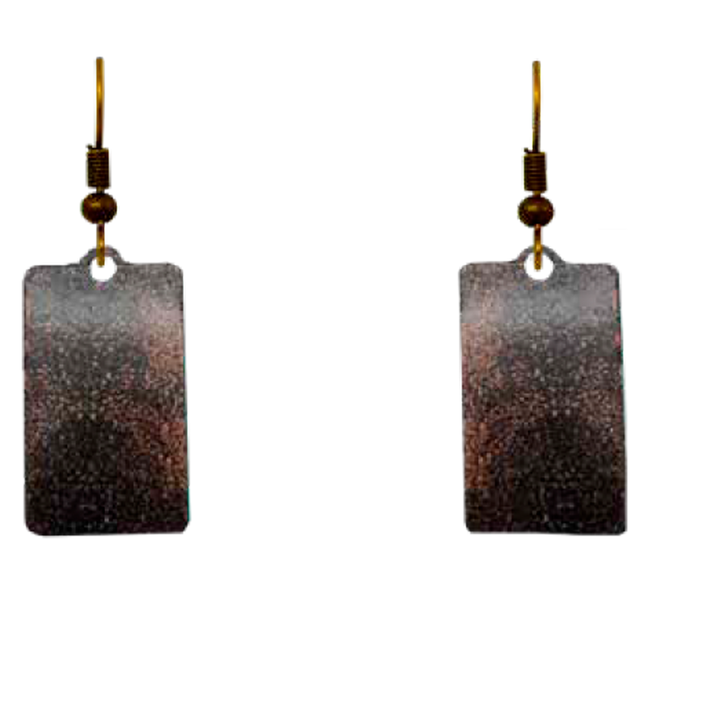 Antique Bronze Metallic 1.25 inch Rectangular Earrings, Item# 2459
