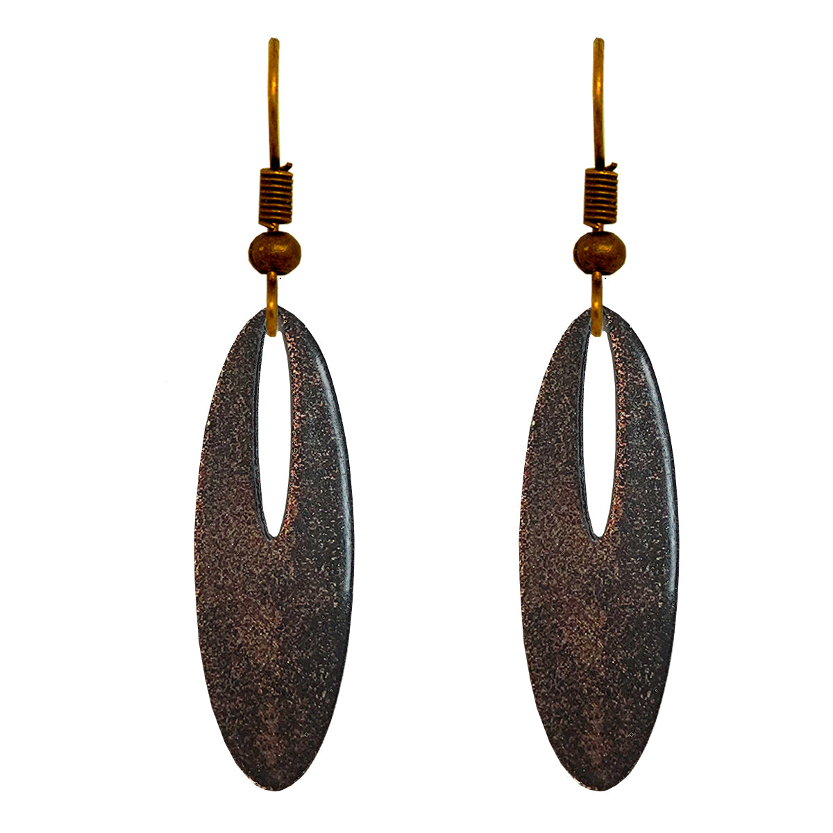 Antique Bronze Metallic 2 inch Oval Eye Earrings, Item# 2474