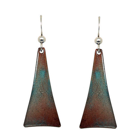 Turquoise Patina Metallic 2" Triangular Taper Earrings