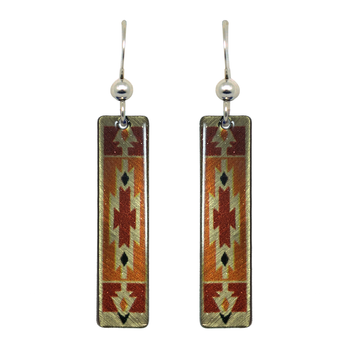 Southwest Design 1 Metallic 2" Slender Rectangle Earrings