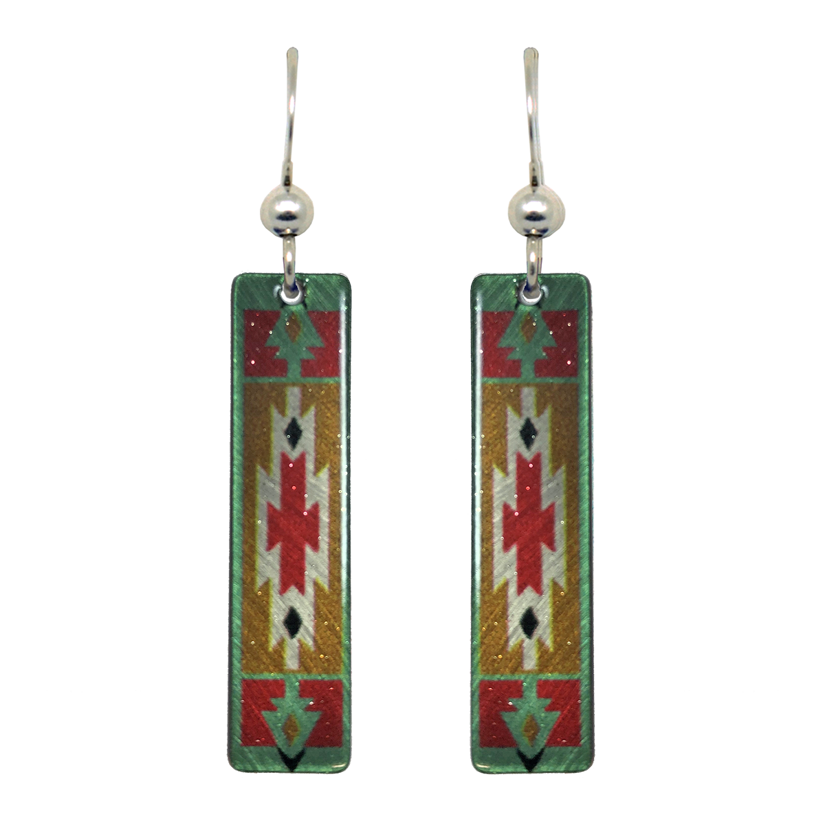 Southwest Design 2 Metallic 2" Slender Rectangle Earrings