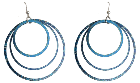 Blue Matrix Hoop Earrings by d'ears, sterling silver earwires
