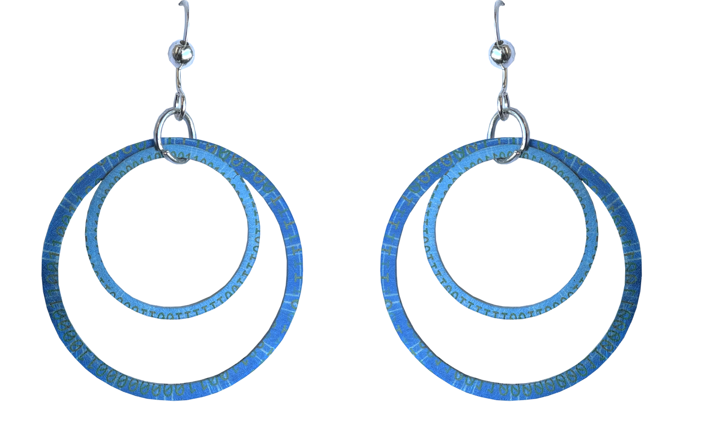 Blue Matrix Hoop Earrings by d'ears, sterling silver earwires