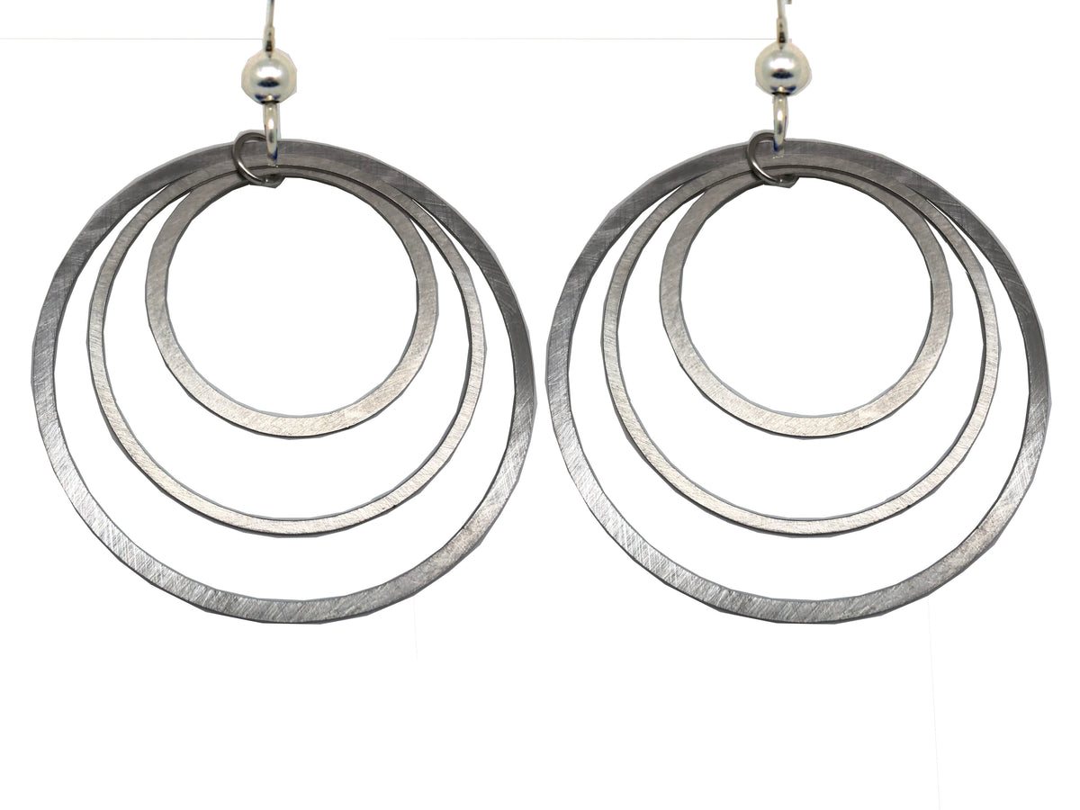 Brushed Stainless Hoop Earrings by d'ears