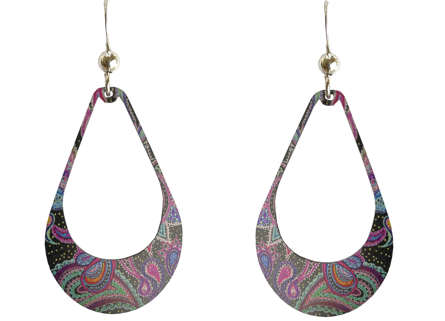 Boho Paisley Open Tear Drop Earrings, Stainles Steel, Sterling Silver Earwires, Item# 2638