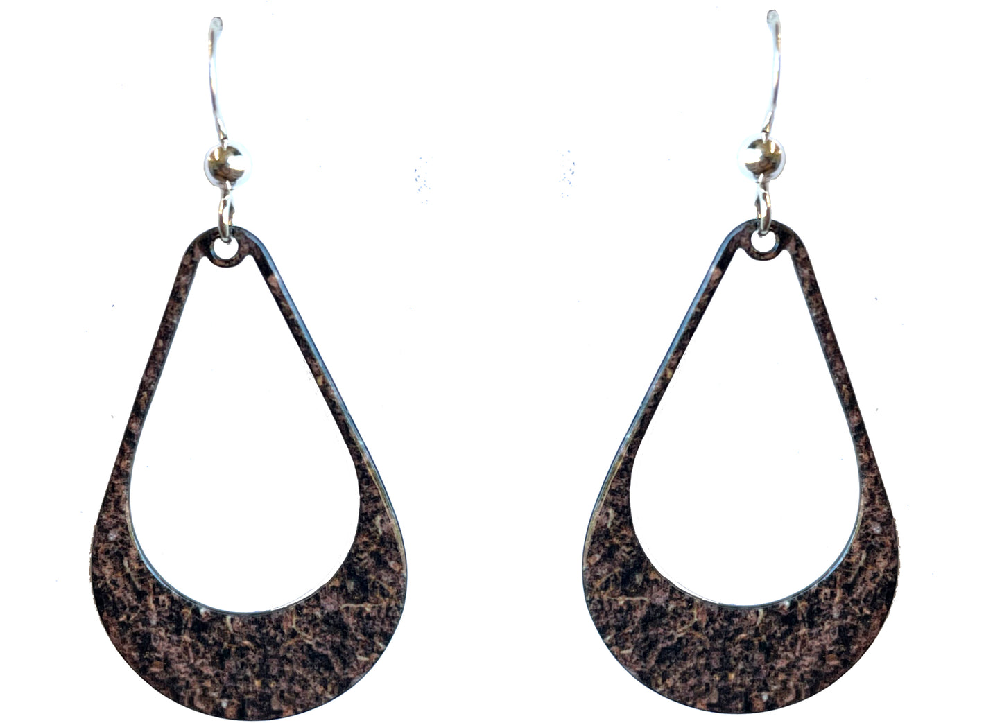 Terra open Tear Drop Earrings, Stainles Steel, Sterling Silver Earwires, Item# 2685