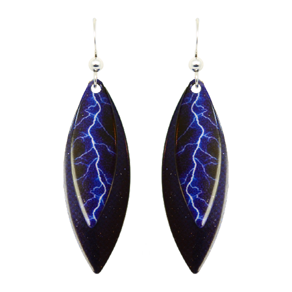 Blue Lightning Earrings, Sterling Silver Earwires, Item# 3013