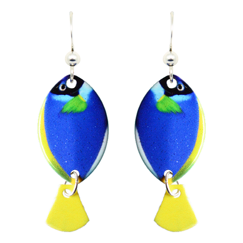 Blue Tang Earrings, Sterling Silver Earwires, Item# 3056