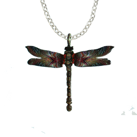 Green Dragonfly, Necklace #4136X, Made in the USA