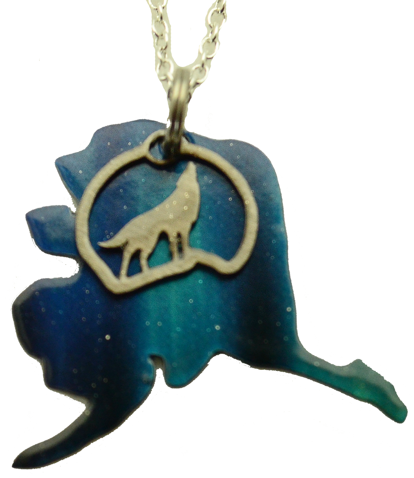 Aurora Alaska with Wolf Necklace, Item# 4363X