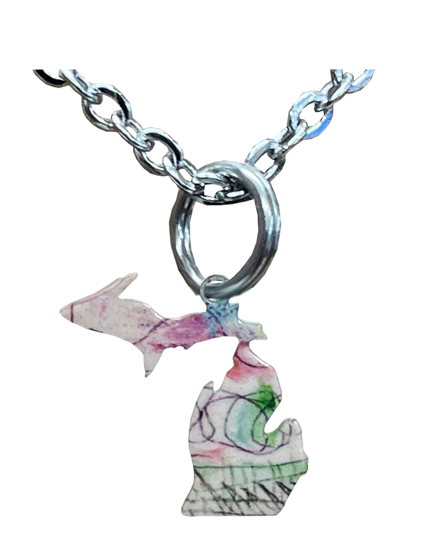 MI State, Abstract small Necklace #4574X