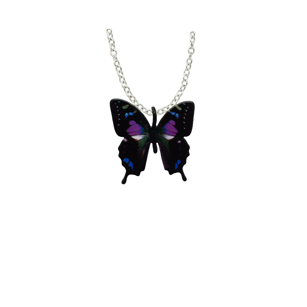 Black & Purple Butterfly Necklace, Item# 4638X