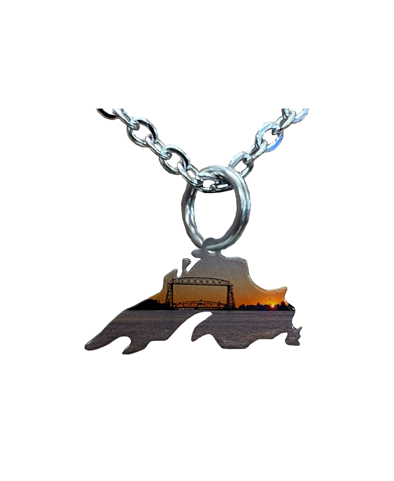 Lake Superior Duluth Lift Bridge, Small Necklace #4658X