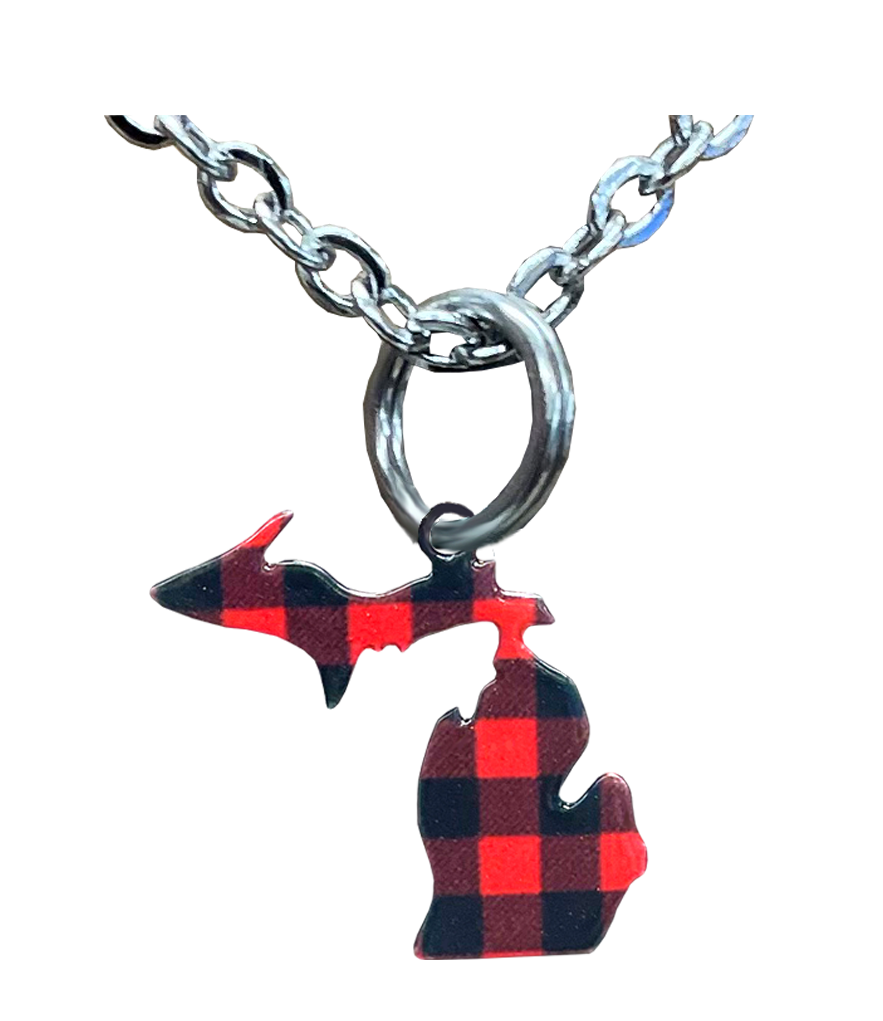 MI State, Lumberjack Plaid, small Necklace #4661X