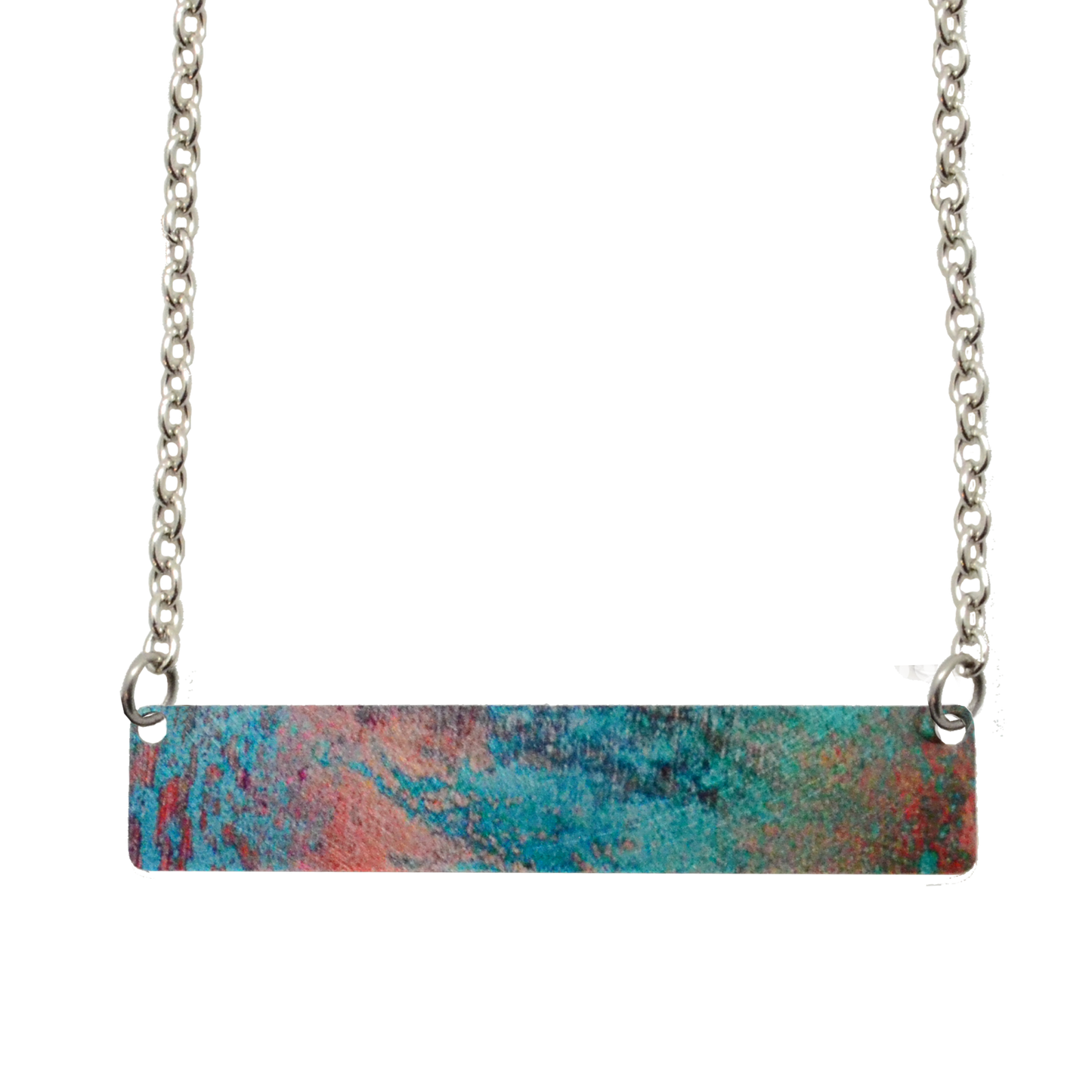 Turquoise Patina 2" Bar Necklace