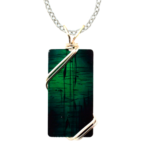Cattails Necklace, 1.5" pendant with silver-plated wiring, Item# 4729X