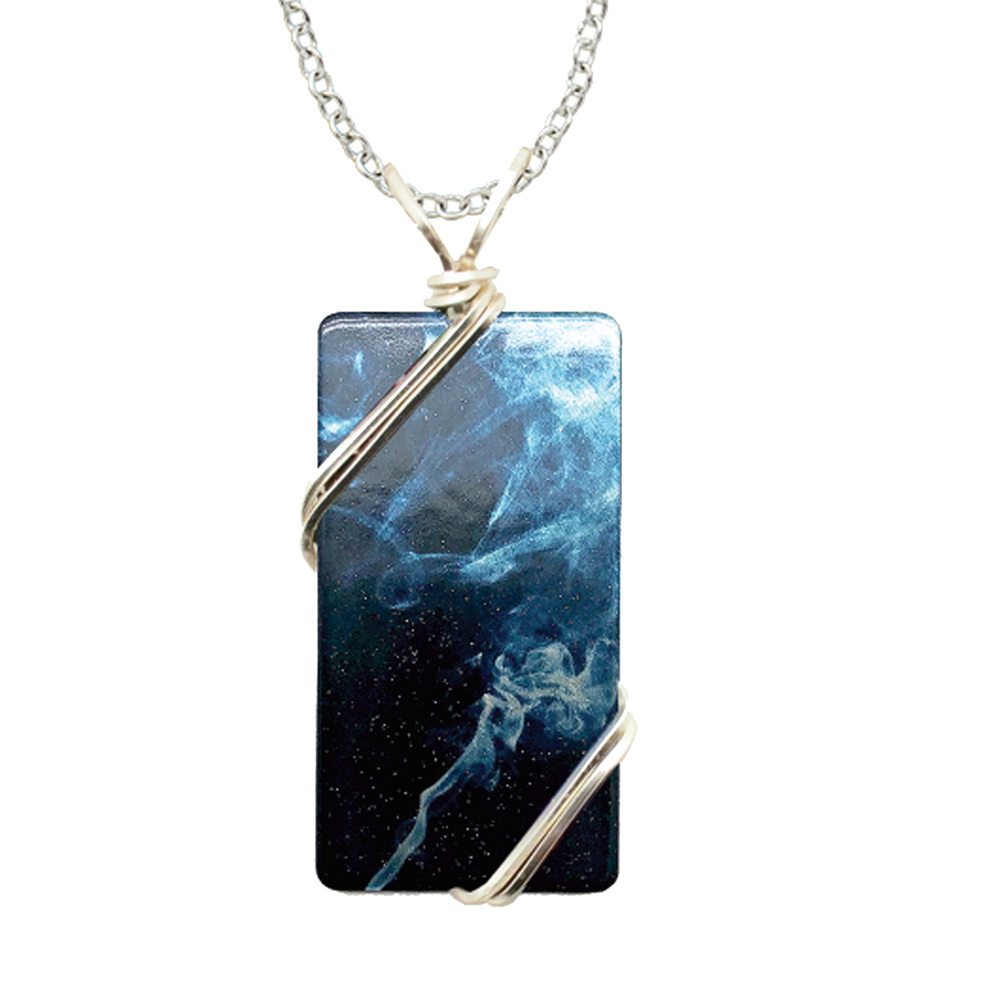 Blue Smoke Necklace, 1.5" pendant with silver-plated wiring, Item# 4733X