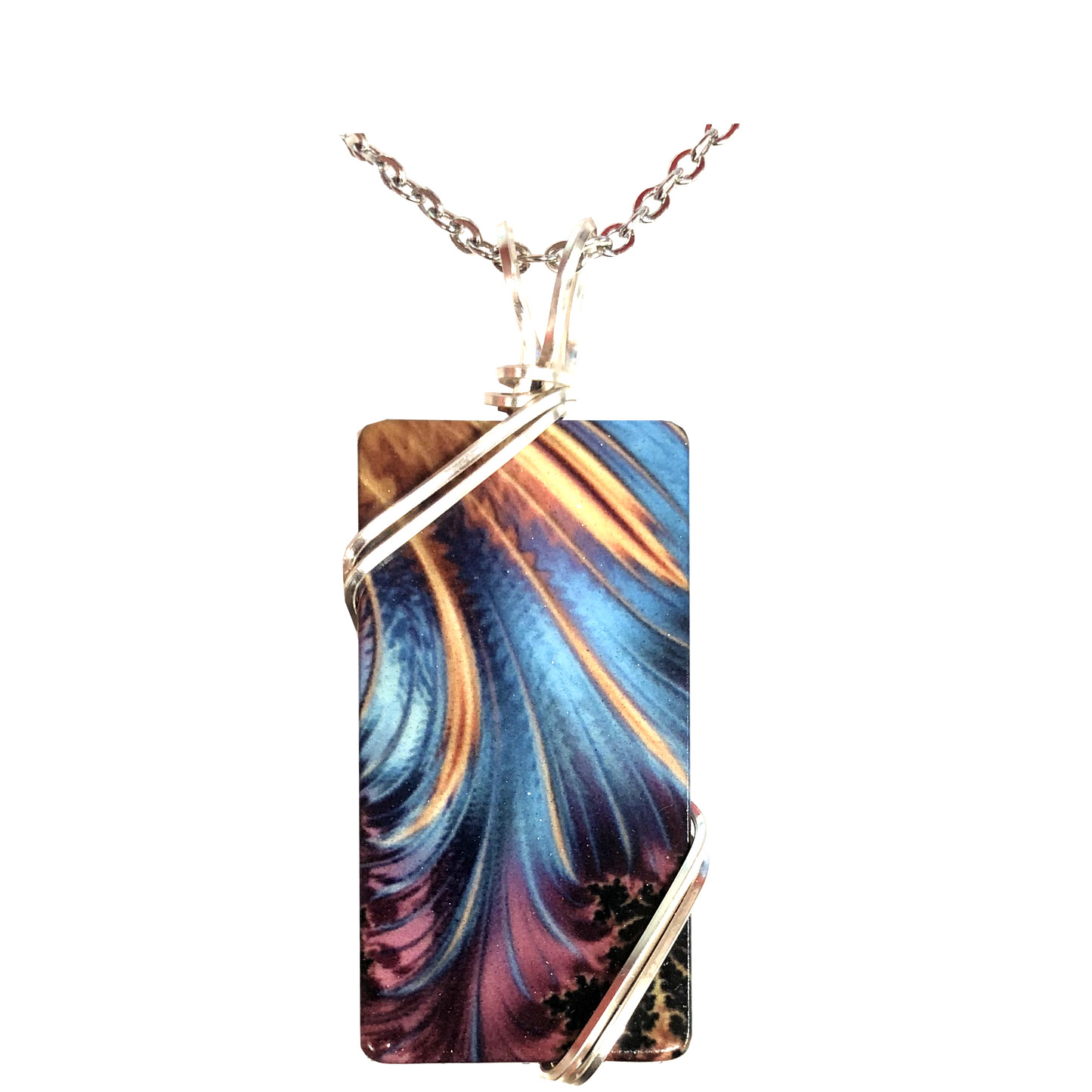 Blue & Gold Plume, Necklace #4748X