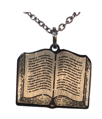 Book Necklace, Stainless Steel, #4752X
