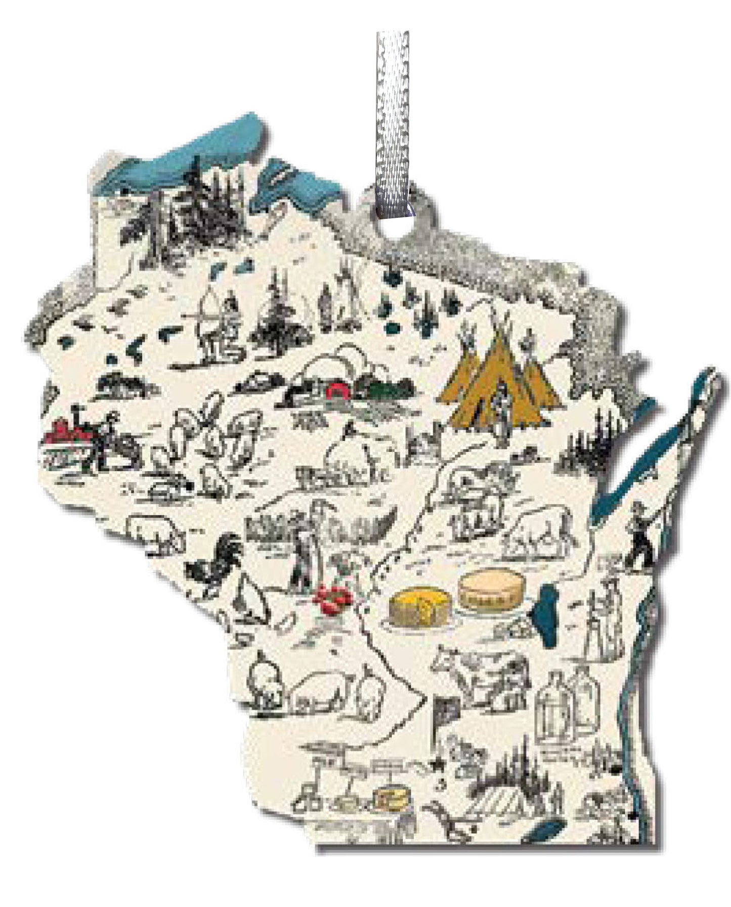 WI, Vintage Map, Ornament 2.5 inch, #8093