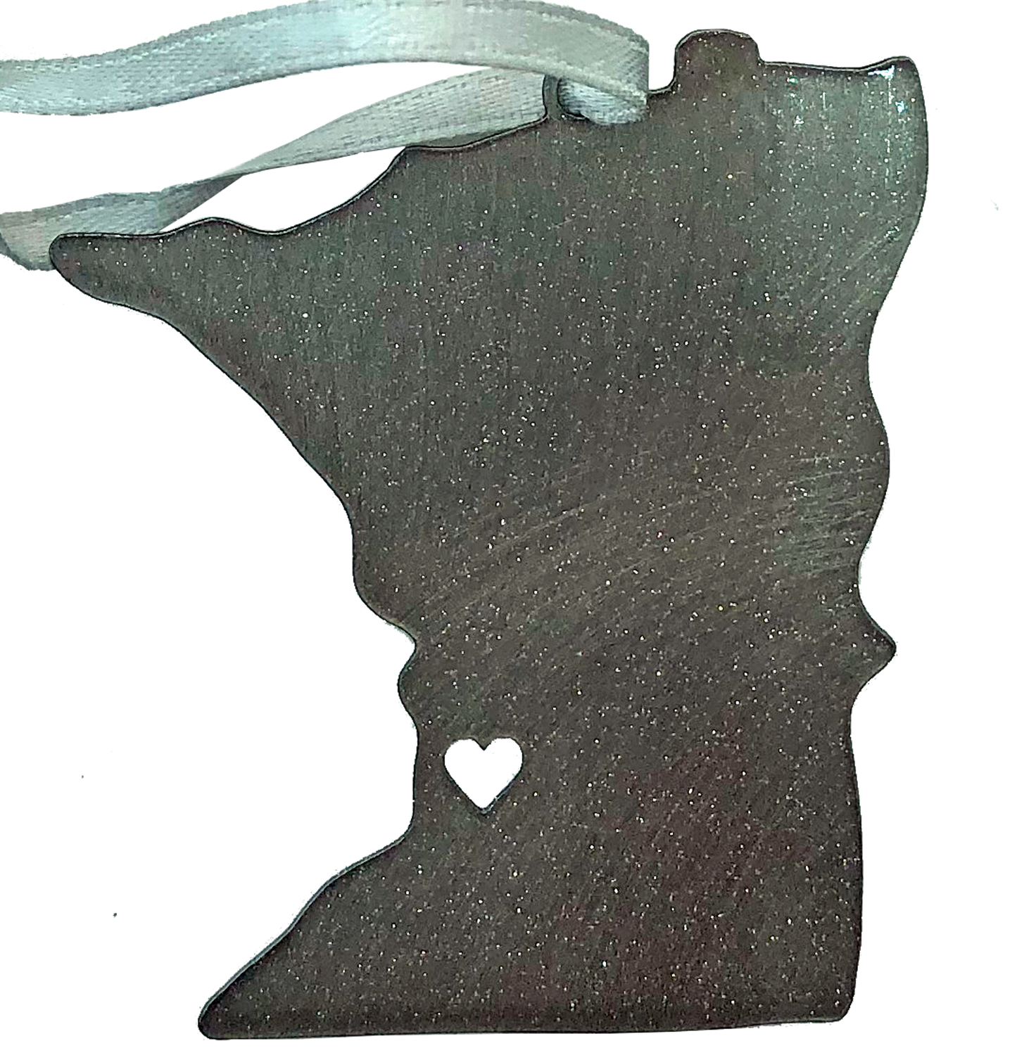 MN Stainless with heart cutout, 2 1/2 inch ornament