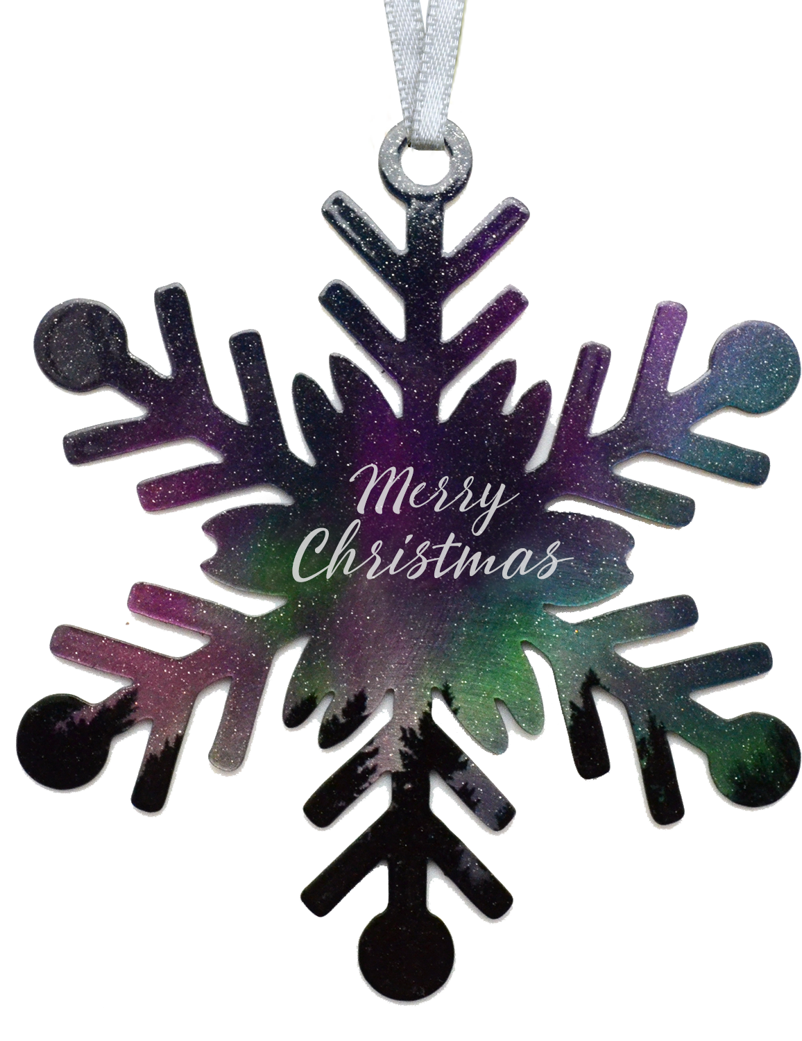 Fire & Ice Merry Christmas Snowflake 4 inch ornament