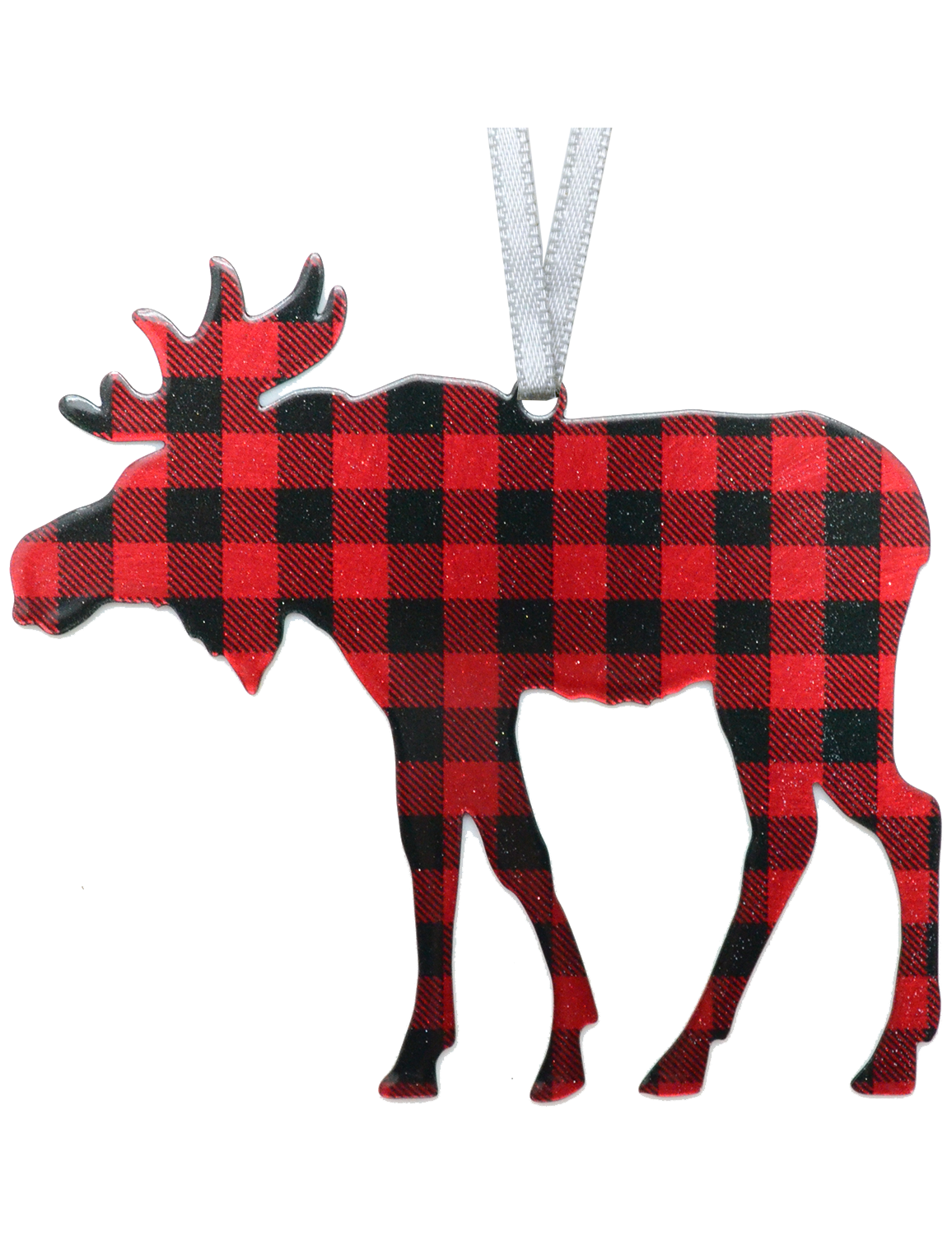 Lumberjack Plaid Christmas Moose 4 inch ornament