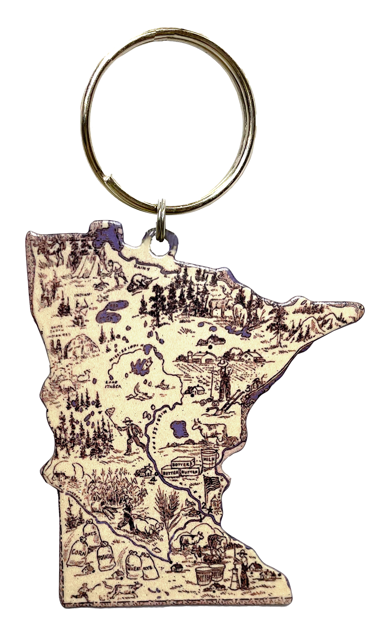 MN, Vintage Map, Key Chain #8516